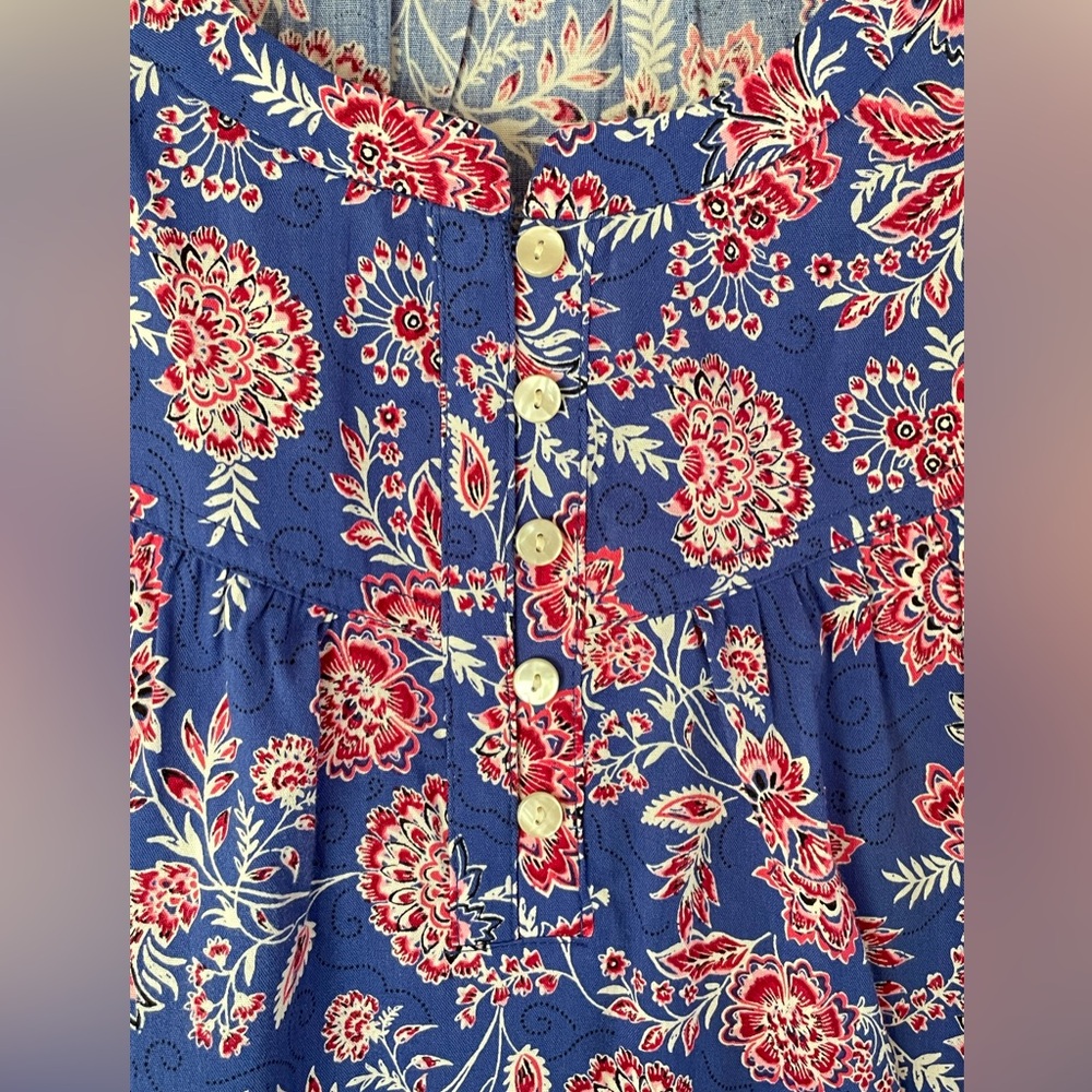 LOFT Blue Floral Long-Sleeve Blouse - Picture 3 of 9